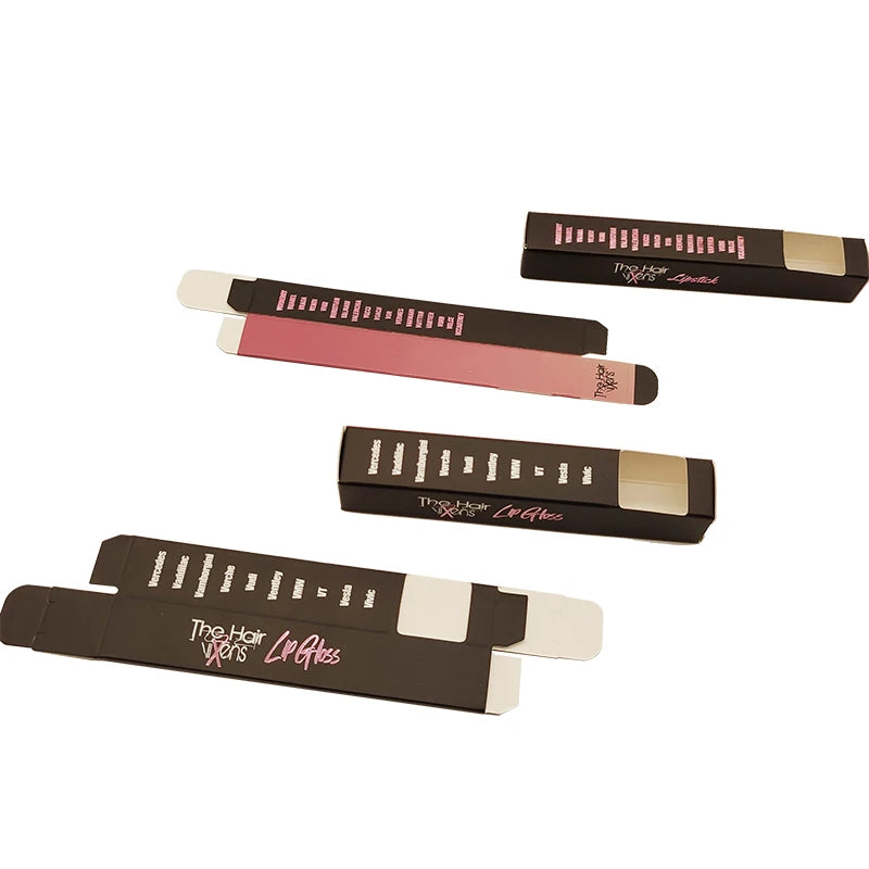 Custom logo Black Lip Gloss Box Empty Cosmetic Paper Box for Mascara Tube Empty Cosmetic Box