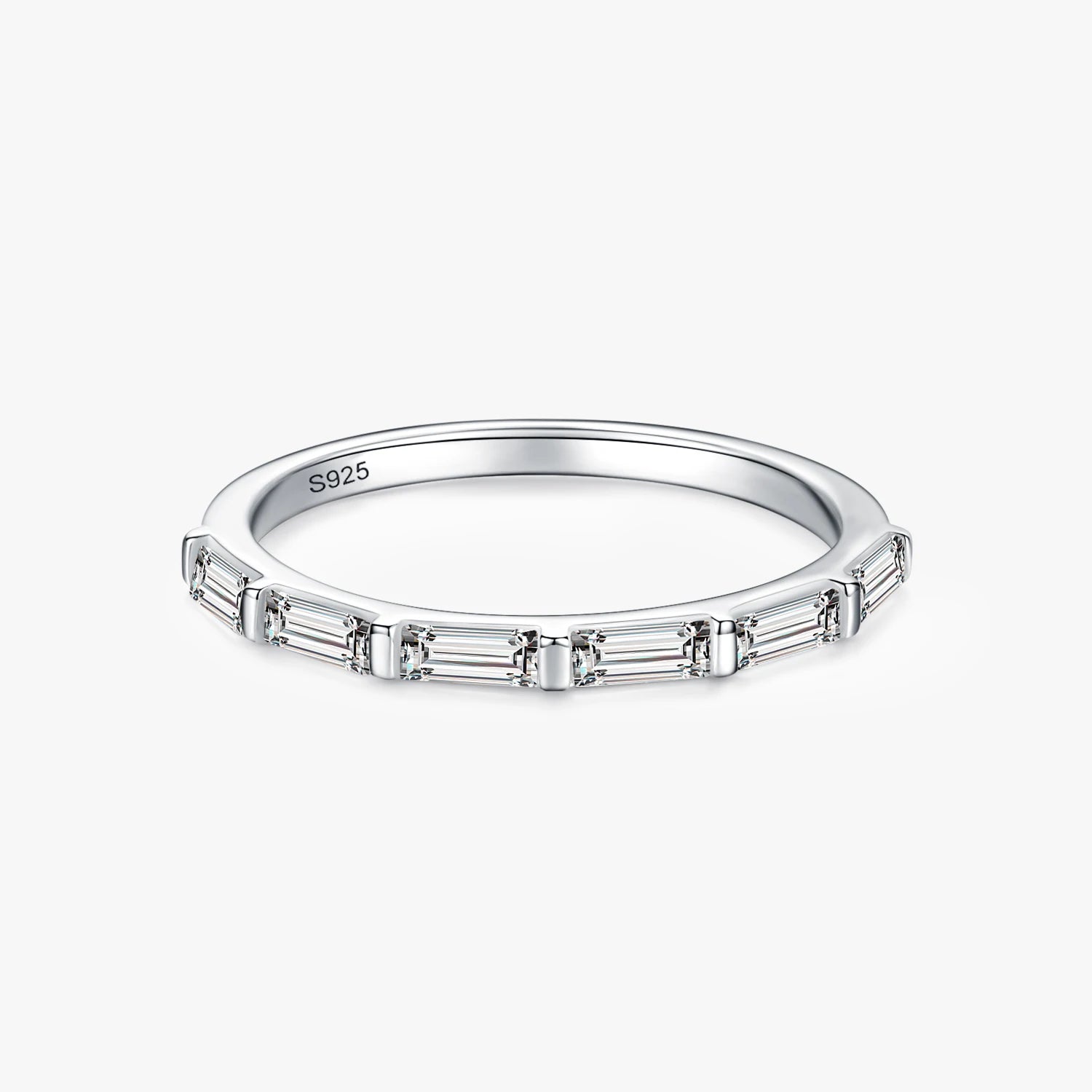 Ailmay Fashion 925 Sterling Silver Classic Stackable Clear Zircon CZ Finger Rings for Women Fine Jewelry Valentine's Day GIFT