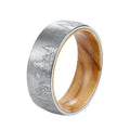 POYA Jewelry Brushed Tungsten Carbide Olive Wood Inner Wedding Band With Engraved ForestMen's Hunting Ring 8mm