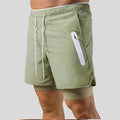 Custom Logo Gym Jogging Shorts Quick Dry Two Layers Running Workout With Heat Reflective Zipper Shorts