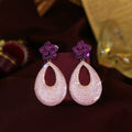 Fancy Micro Pave Red Pink Cubic Zirconia Round Long Big Rose Flower Drop Wedding Earrings for Women Party Jewelry