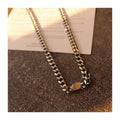 Chris April 316L Stainless Steel PVD Gold Plated Geometric Simple Thick Chain Necklace with a Cube