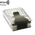 New Custom Print RFID Wallets Anti-theft Brush Slim Security Men Money Clip Spring Aluminum Alloy Card Holder with a Metal Clip