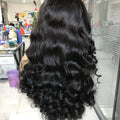 Super Double Drawn Frontal and Closure Brazilian Hair 1 Piece Long Wig with Thick 4x4 5x5 13x4 Lace Wave Texture
