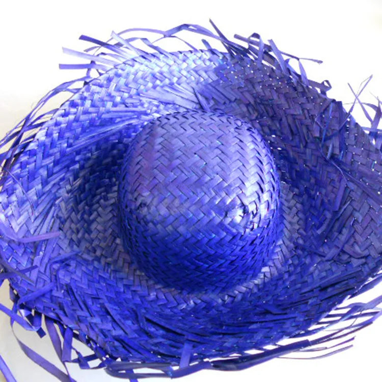 Beach Straw Hat Floral Trim Party Straw Hat Hawaiian Fancy Hat Mexican Fiesta Party Costume Props for Summer