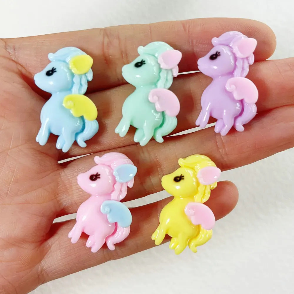 Mixed Colors Kawaii Slime Kit Flat Back Resin Cabochons DIY Phone Decoration Unicorn Horse Charms Jewelry Findings Components