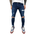 Mens Skinny Blue Jeans Stretch Hole Design Breathable Summer Spring Casual Jeans