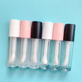 LZ Pack Stock 100pcs Pink Black White Custom Logo Lipgloss Packaging 5ml Unique Lip Gloss Tubes With Big Brush Big Wand