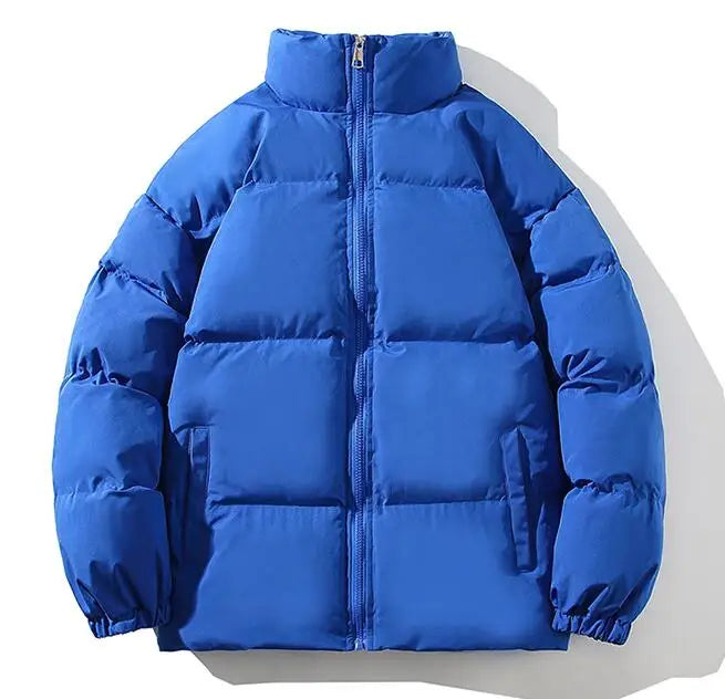 Custom Winter Puffer Jacket for Men and Women Stand Collar Casual Outwear Solid Color Padded Couple Jacket