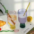Unique Glass Goblet Colourful Glass Tumbler High Borosilicate Glass Coffee Mugs for Gifts