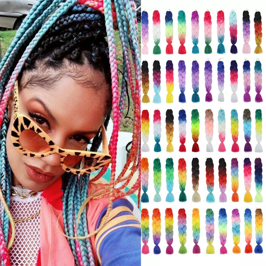Wholesale 24inch Long 100g Heat Resistant Fiber Synthetic Jumbo Expression Braiding Hair Pre Stretched for Women