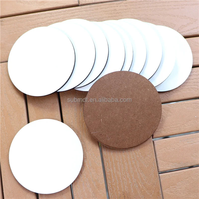 Customized 90MM Printing MDF Round Drink Coaster Blank Sublimation Wooden Coasters