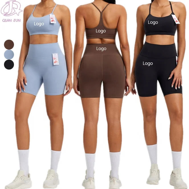 Wholesale Custom Logo Gym Fitness Yoga Set Quick Dry S-3XL Sizes Solid Pattern Suit