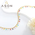Ason Jewelry Stainless Steel Bracelet 18K Gold Plated Mixed Color Oval Drip Oil Charm Bracelet for Women