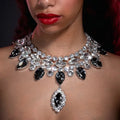 New Accessories European and American Fashion Handmade Diamond Clip Color Crystal Necklace Earring Set Necklace