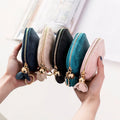 Solid Color New Fashion Ladies PU Leather Mini Wallet Card Key Holder Zip Coin Purse Floral Pendant Clutch Bag Small Handbag