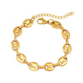 SSeeSY Stainless Steel Coffee Bean Chain NecklacesTarnish Free Jewelry 18K Gold Plated Coffee Bean Chain Bracelets for Men Women