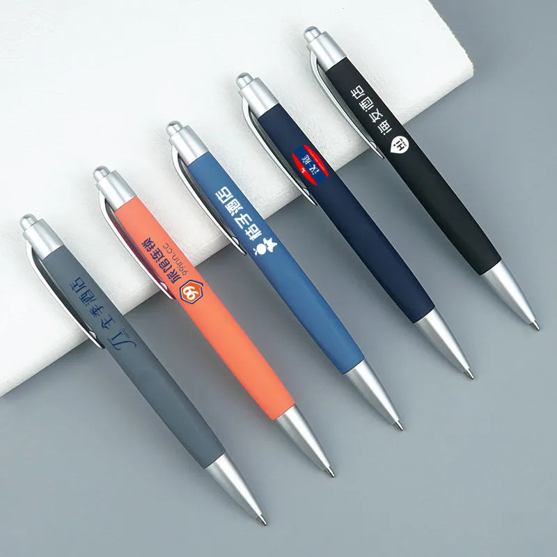 Business Gift Pen Color Spray Glue Push Advertising Plastic Pen Hotel Conference Ballpoint Pen Logo Customization