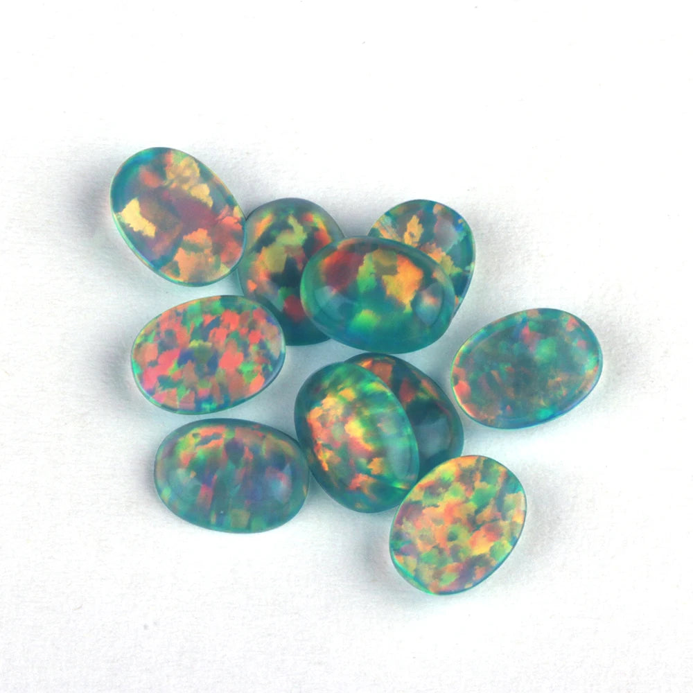Factory Price Japan Jelly Opal OP536 Green Jelly Opal Synthetic Oval Cabochon Transparent Jelly Opal