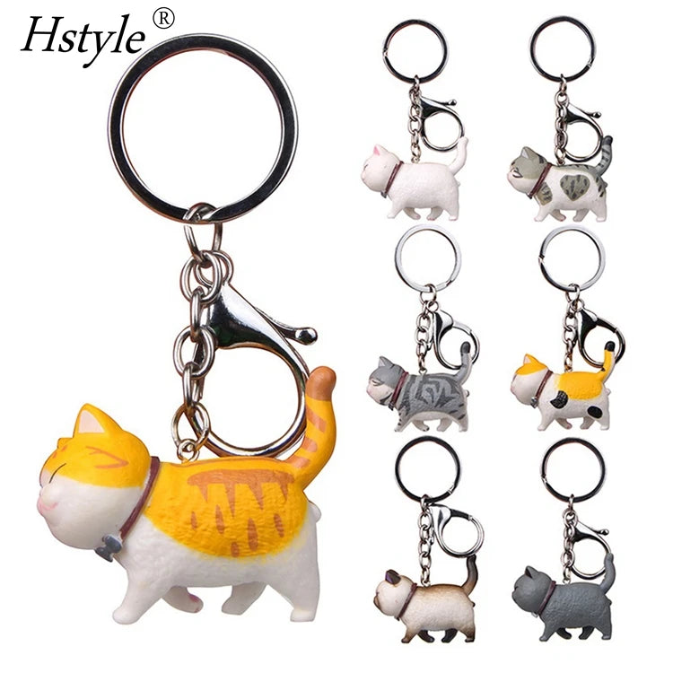 Fashion Cute Cat Pendant Key Rings Chains Car Bag Charm Keychains Women Men Creative Keyrings Couple Gift Accessories SD2266