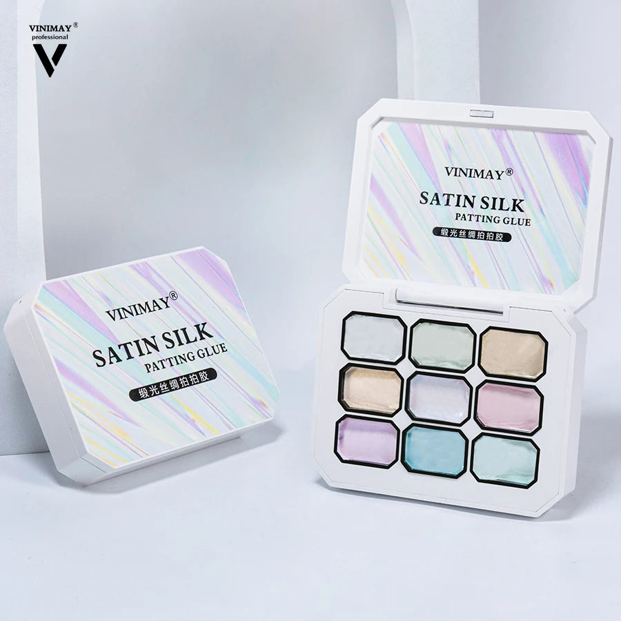 Vinimay Factory OEM ODM Resin Solid Nail UV Gel Palette 9 Colors Satin Silk Pat Pat Transfer Painting Gel for Nail Art Design