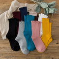 Wholesale Solid Color Colorful Ruffle Socks Women Girls Slouch Casual Cotton Ribbed Crew Socks