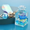 Funny Resin Floating Keyring Cute Small Dinosaur Liquid Quicksand Keychains Popular Plastic Pocket Keychain