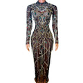 Sexy Sequin Rhinestone Dinner Gown Ladies Floor Length Diamond Fringes Party Long Dress Women Formal Banquet Prom Evening Dress