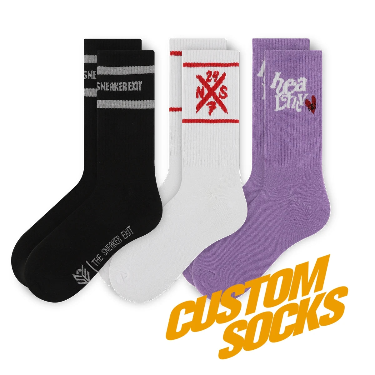FREE DESIGN & MOCKUP Custom Unisex Crew Tube Socks Cotton Men Socks Custom logo