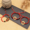 Red Rope Weaving Copper Lucky  Handmade Woven  Rope Fengshui Fve Emperor Money