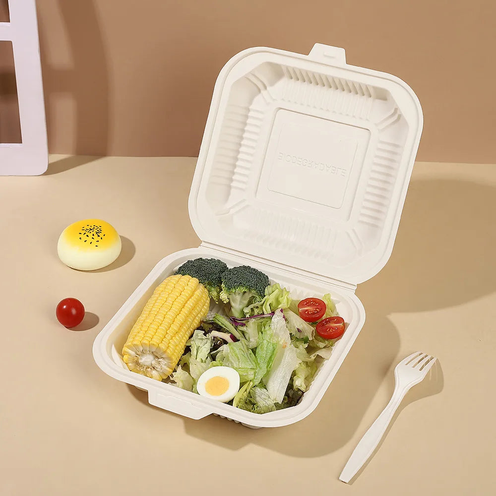 Manufacturer American Burger Box Light SaladDegradable Disposable Cornstarch Box Environmental Cornstarch Clamshell Storage box