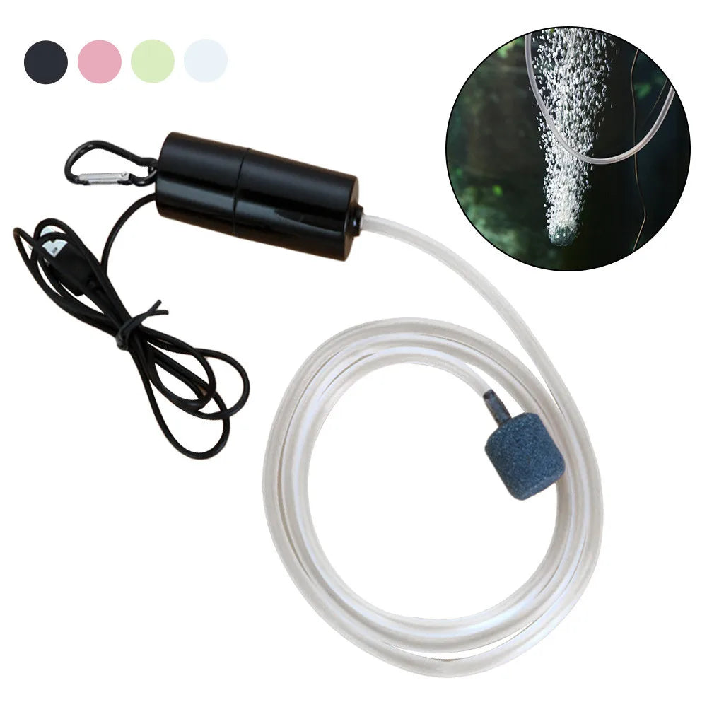 Mini Aquarium Fish Tank USB Air Pump with Air Stone Mute Energy Saving Plastic Bags