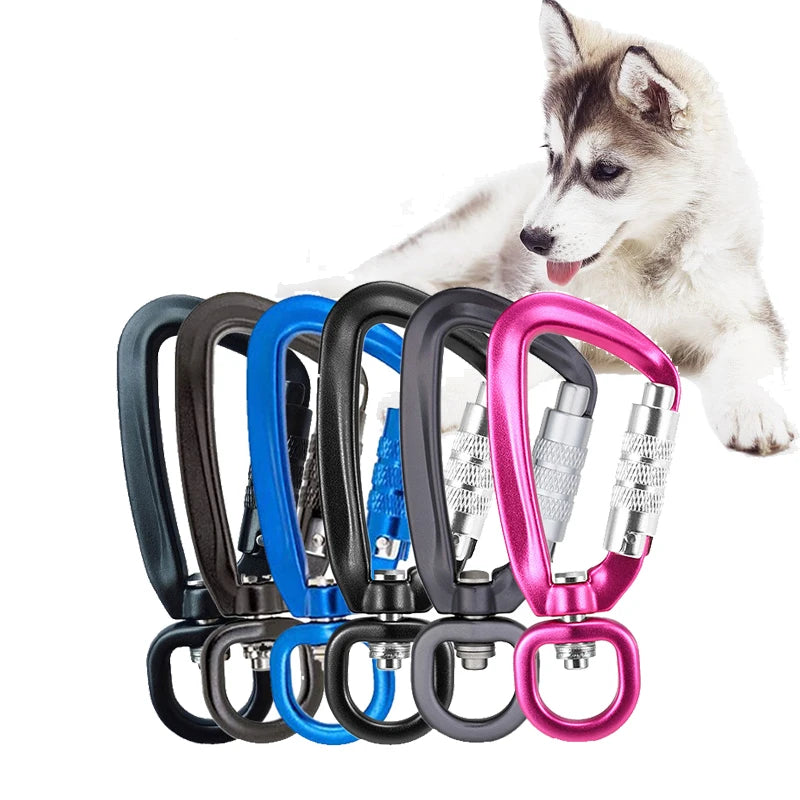 Colorful Engrave Auto Locking Aluminum Swivel Carabiner Hook Rope Dog Leash Self Locking Twist Snap Carabiner Swivel