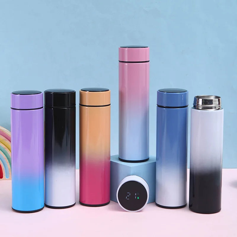 2023 New Smart Drinkware Double Wall Insulated Stainless Steel Thermal Gradient Sports Water Bottles With Temperature Display