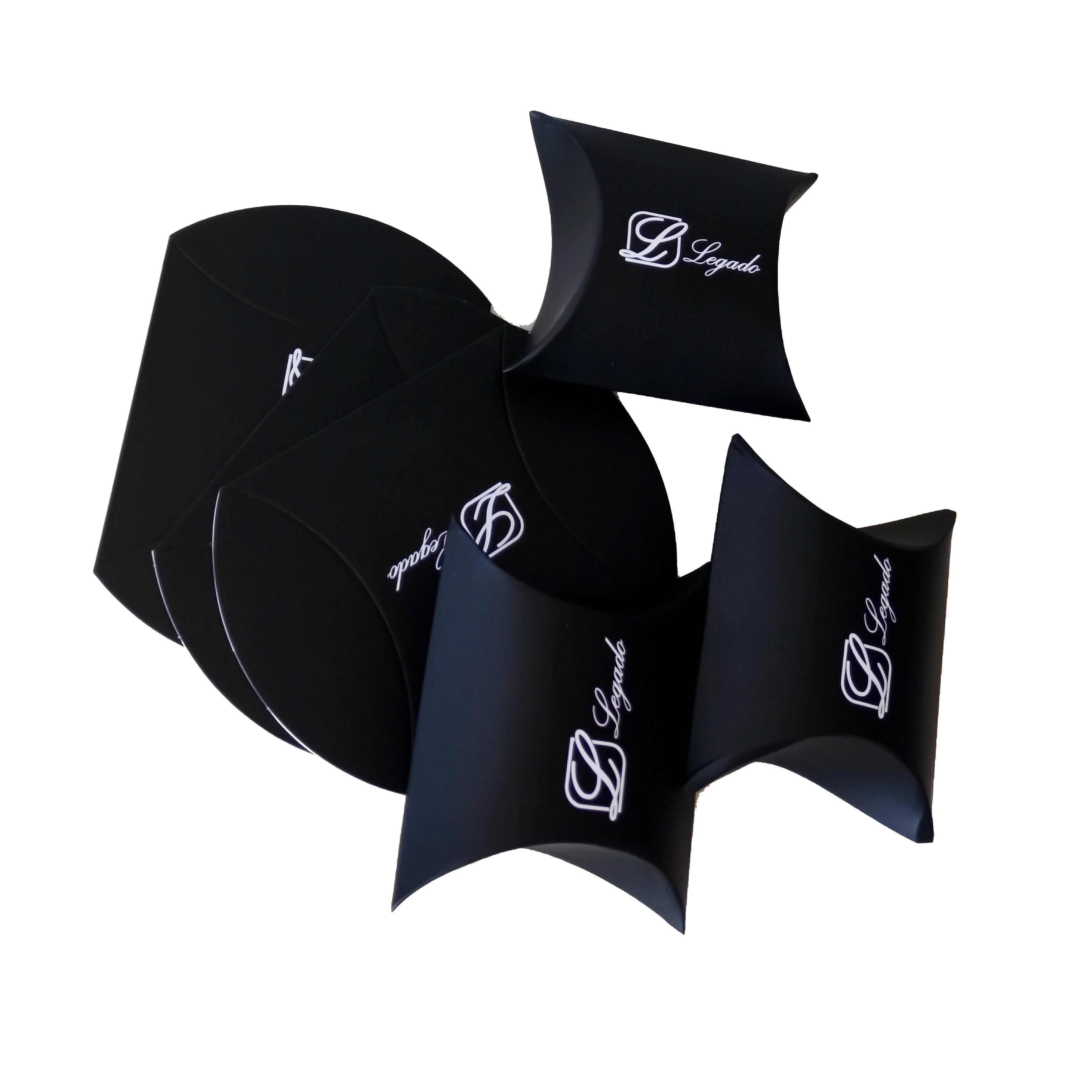 Custom Matte Black Paper Pillow Shape Box Gift Packaging for Hair Bundles