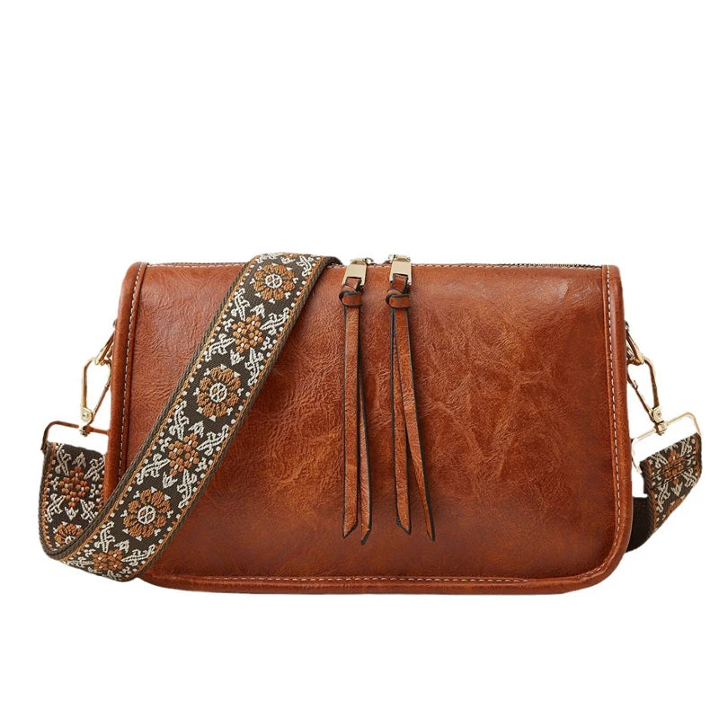 New Design Vintage Fashion Adjustable Guitar Strap PU Leather Crossbody Bag Women's Shoulder Bag