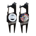 Personalized Logo 7-in-1 Multipurpose Magnetic Golf Divot Tool Black Nickel Plated Metal Repair Tools