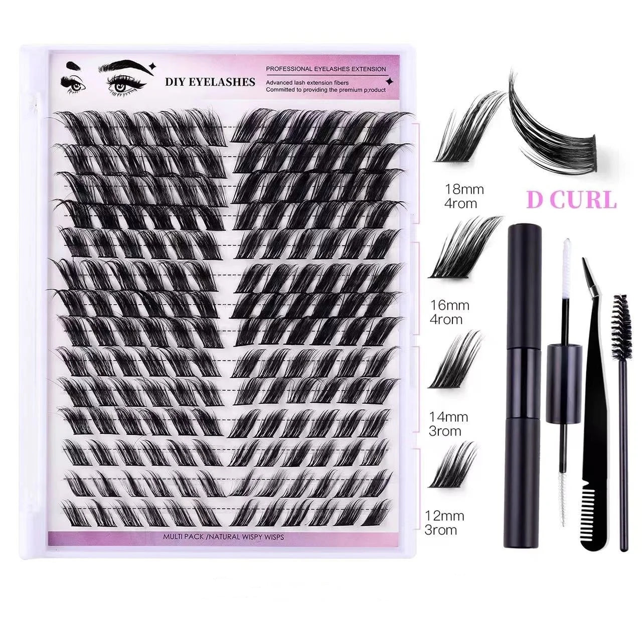 Private Label C D Cc Dd L M Curl Fluffy Lash Clusters Bulk Lash Diy Kit Cluster Lashes Kit