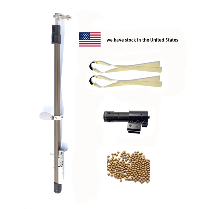 USA in Stock Outdoor Telescopic Long Rod Slingshot Shooting Hunting Sling Shot with Slingshot Laser and Mud Ball