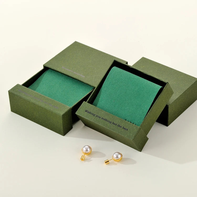New Design Custom Logo Pink Green Cardboard Drawer Sliding Jewelry Gift Packaging Pouch and Box for Rings Necklace Bracelet