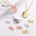 Personalized Frame Pendant Necklace Custom Stainless Steel Locket Pendant Love Letter Envelope Necklace for Women