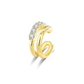 925 Sterling Silver Gold Plated Double Row Ear Cuff for Women CZ Non-pierced C-Shape Ear Clip Earrings No Hole Jewelry