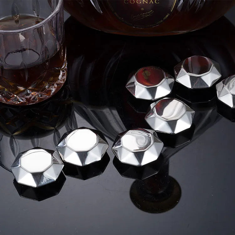 Food Grade Metal Reusable Saucer Shape Whisky Chilling Stone Ice Cubes for Vodka Liqueurs Beverage