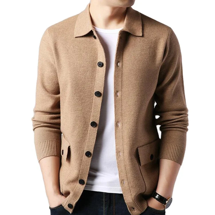 Winter Mens Black Sweaters Long Sleeve Knitted Cardigan Men Autumn Casual Knitwear Oversized Sweater Boys Knitted Top