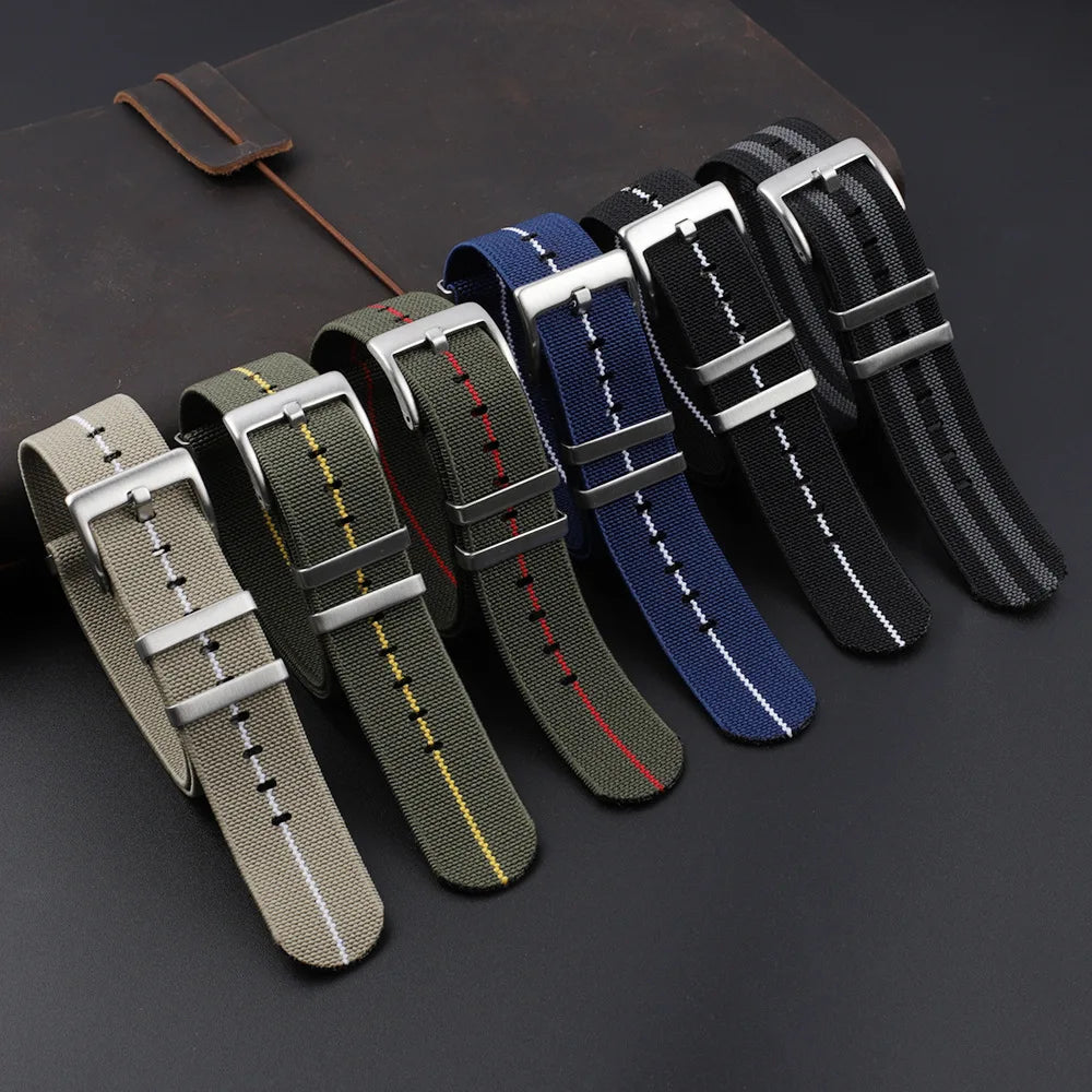 Sports Adjustable Nylon Watch Band 20mm 22mm Fabric Parachute Knit Watch Strap for Samsung HUAWEI Elastic Striped Wristbands