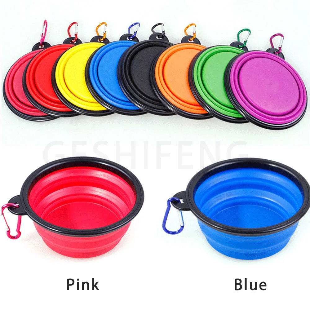 Multi-capacity TPE Travel Rounded Pet Bowl Pet Food Bowl