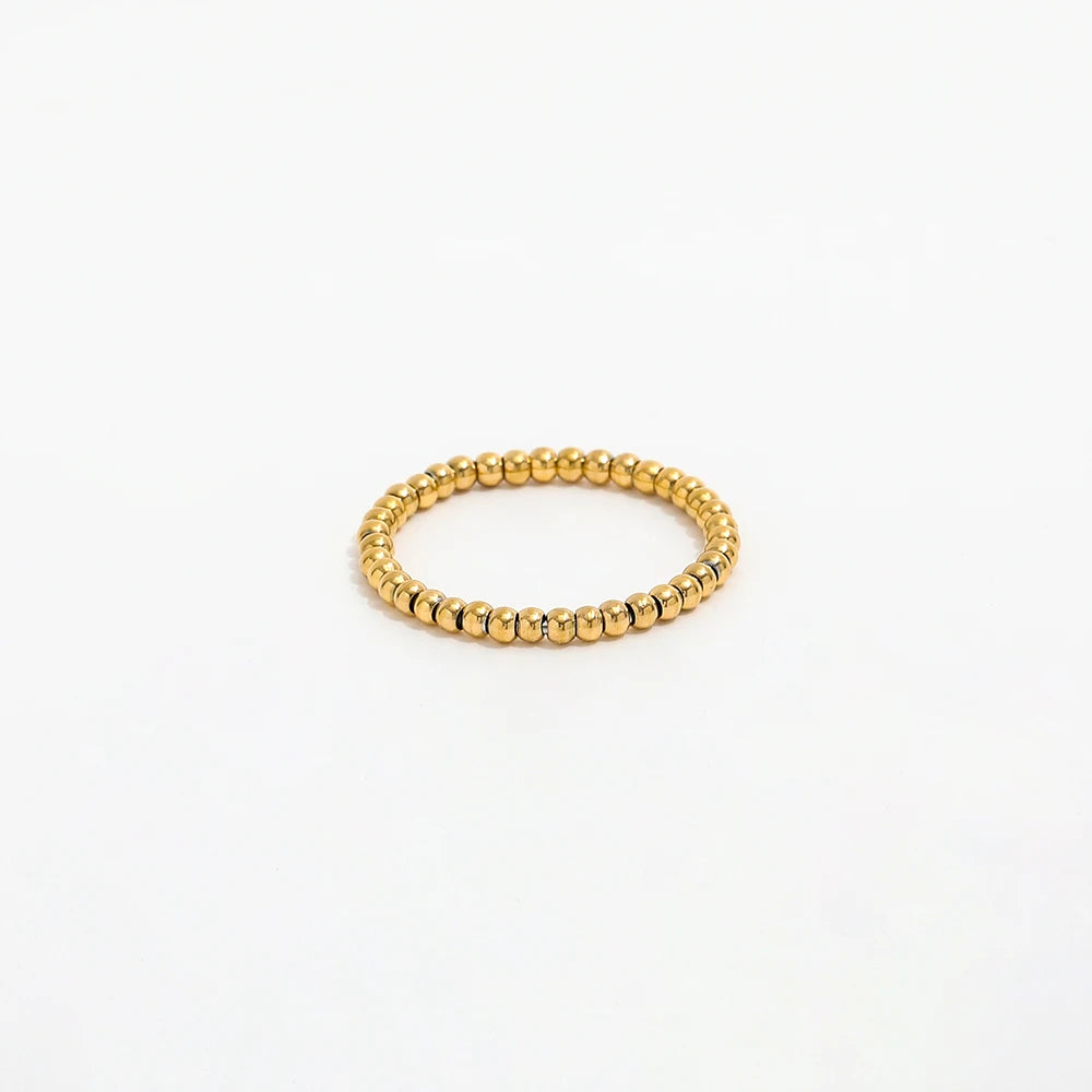 High End Gold Plated for Women Bead Ease Stress Rings Stainless Steel Geometric Eternity Rings