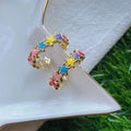 Fashion Enamel Colorful Star Design Hoop Shaped Earrings Multicolor Cuff C-Shaped Piercing Hoop for Women Jewellery