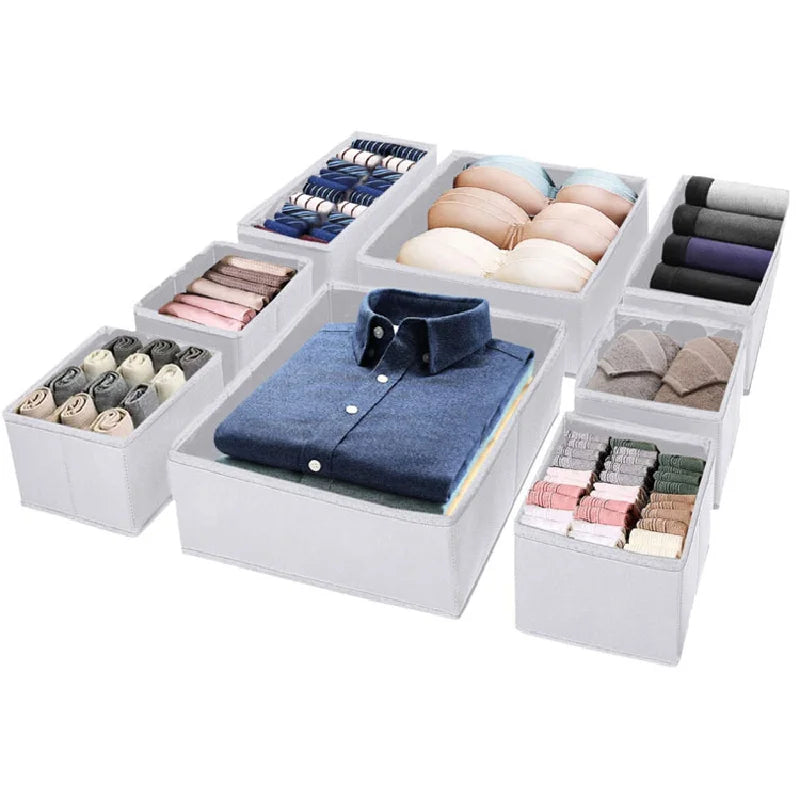 8-Piece Set Flexible Drawer Organizer Colorful Household Fabric Boxes for Clothes Underwear Storage Home Storage Organization