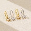 Fashion High Quality Jewelry 925 Sterling Silver Irregular CZ Diamond butterfly Shape Gold Plated Hoop Earring Jewelry for Women